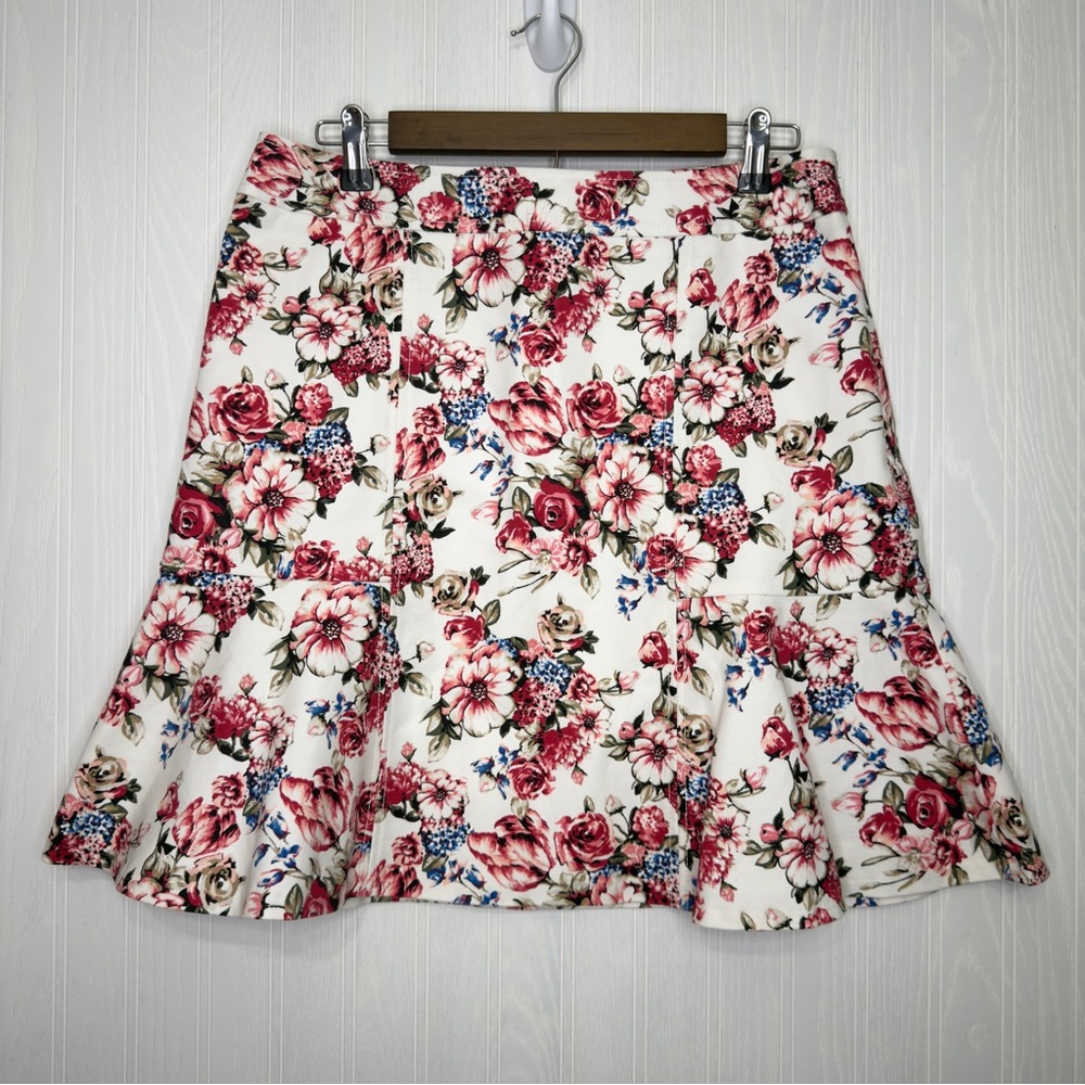 WHBM floral lined ruffle flare skirt size 10